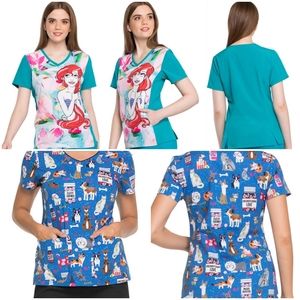 NWT Lot of 2 Scrub Tops Tooniforms, Dickies XL